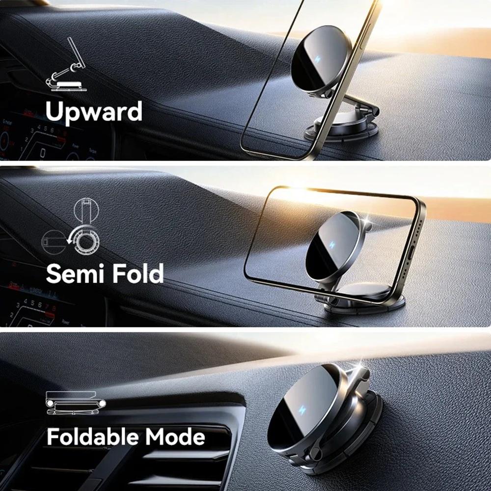 Magnetic Car Mount Bracket Wireless Fast Charger 15W 360° Rotating Phone Holder for iPhone MagSafe Foldable Stand Accessories