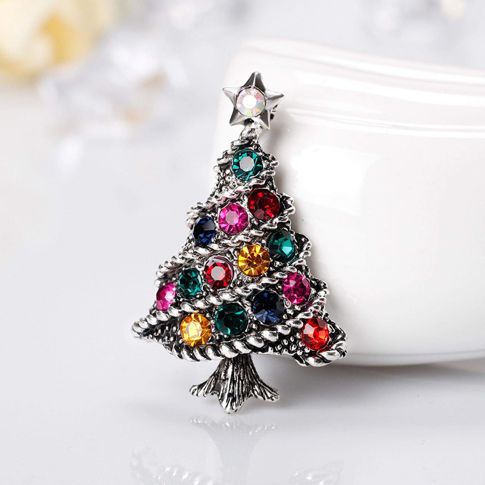 Colorful Christmas Tree Brooch Pin Warm Christmas Atmosphere Brooch Pin for Family Friend Neighbor Gift A красный/чёрный