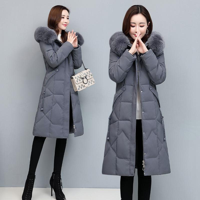 

Пуховик женский, средней длины, для мам среднего возраста, новый зимний, выше колена, утолщенный, белый, на утином пуху 2XL