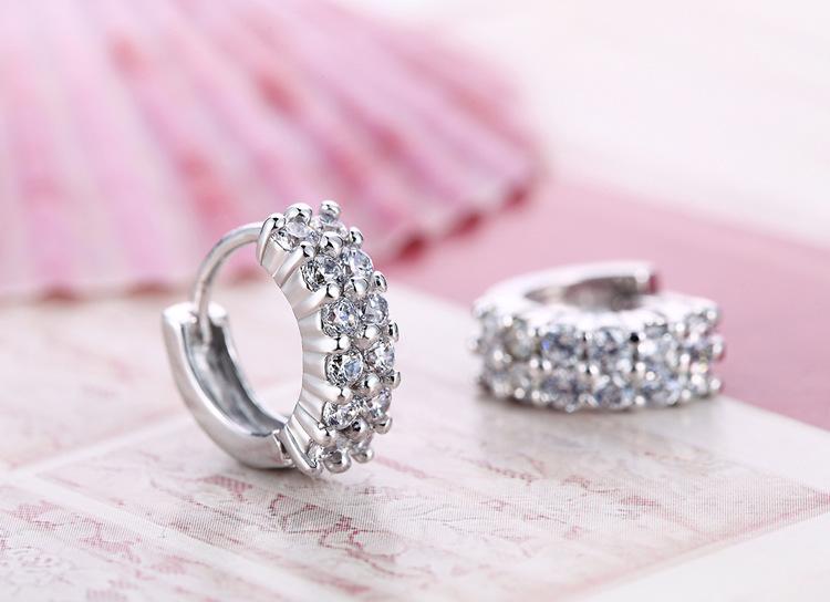 925 Sterling Silver Zircon Buckle Earrings For Women Fashion Exquisite Student Girlfriend Jewelry Accessories Party Gift