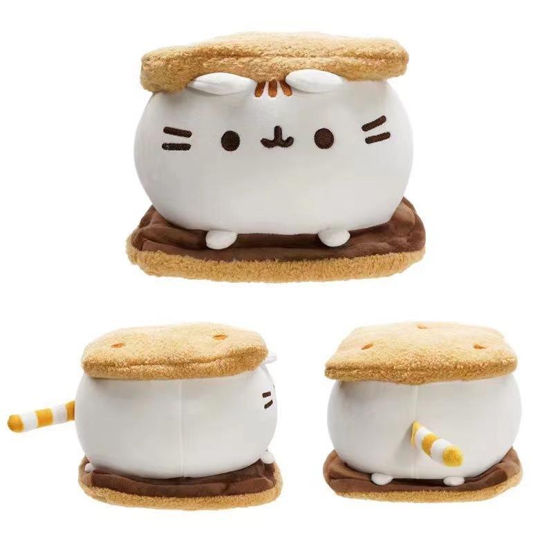 Szary pluszowy kot Pusheen Miękki pluszowy zwierzak Pączek Burger Pizza Ciasteczko Lody Poduszka