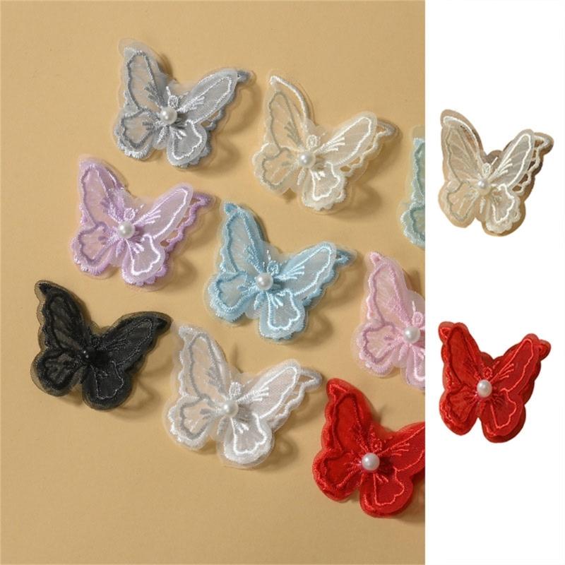 Fabric Pearls Embroidered Butterfly Sewing Accessories For Craft And Fashion