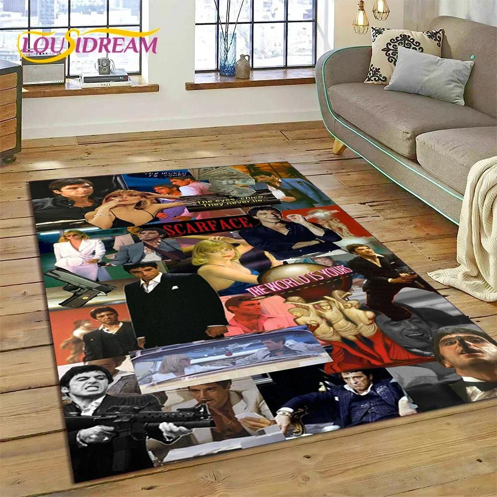 Tappeto Tappeto Movie 3D Printing Scarface Tony per Camera da Letto Soggiorno Casa Decorazione Divano, Tappetino Gioco Bambini Grande Decorazione Pavimento Regalo