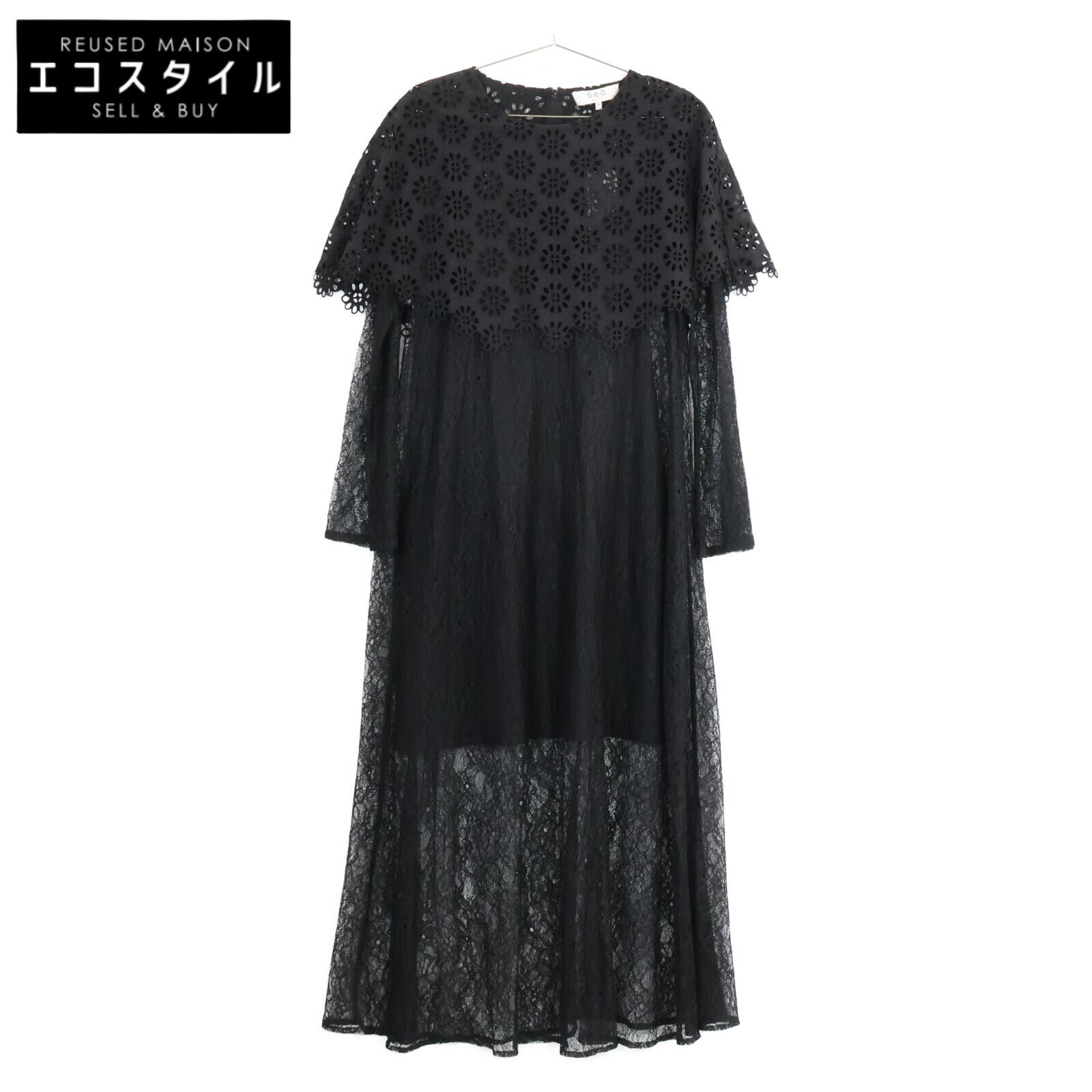 

sea NEW YORK 25 Years Black R25-127 Lace One-Piece dress S blackUsed