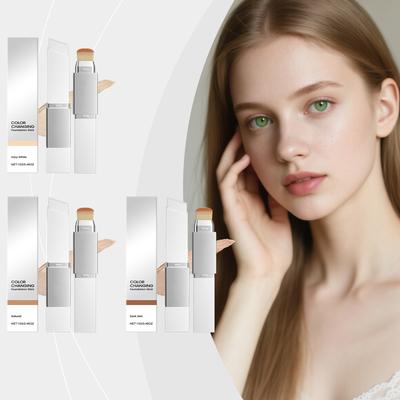 Stick Fondotinta Bianco Bipunta Cambia Colore con Pennello Trucco Miscelazione Liscia Idratante Illuminante per Tutti i Tipi di Pelle