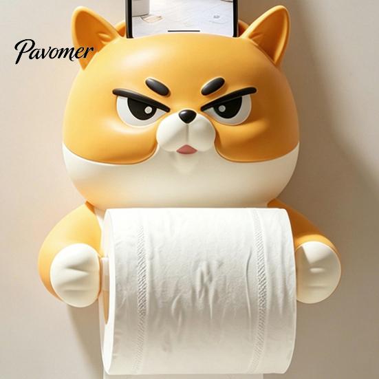 Purpose Paper Towel Holder Holder, with Top Phone Cartoon Install Design, Waterproof Moisture-Proof Wall Mounted Bathroom Accessory Roll Stand