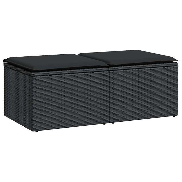 VidaXL Garden Lounge Set with Cushions 2 Pcs Black Braided Resin Acacia 3328678