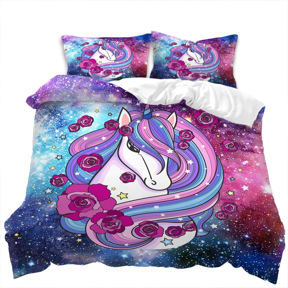 Home Textiles Unicorn Printed Bedspreads Soft Duvet Cover Set Girl Boy Adult People High End Beding Set,Quen Sized Dimensions Warm Soft plus Breathabl