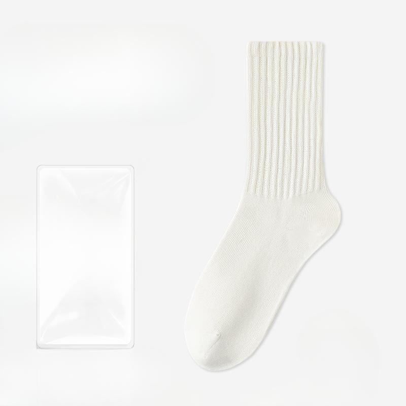 

Мужские осенне-зимние винтажные носки из чистого хлопка, однотонные, все виды, антибактериальные, влагоотводящие, махровые носки 1 pair белый