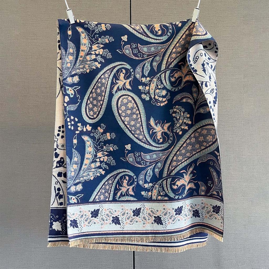 Autumn and Winter Cashmere Feel Scarf Women's Cashew Flower Fashion Large Shawl Windproof Thickened Warm Imitation Cashmere Scarf