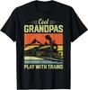 Cool Grandpas Play With Trains Funny Train Lover Grandpa T-Shirt