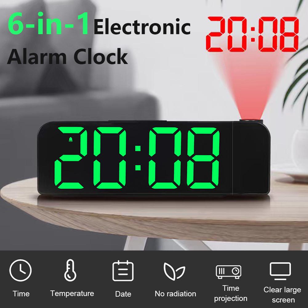 Projection Alarm Clock LED Digital Alarm Clock Large Number Display Desk Alarm Clock Temperature/Date Display for Heavy Sleepers