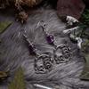Gothic Retro Sliver Color Amethyst Bead Mushroom Vine Geometry Large Circle Pendant Dangle Earrings for Women Heathen Jewelry
