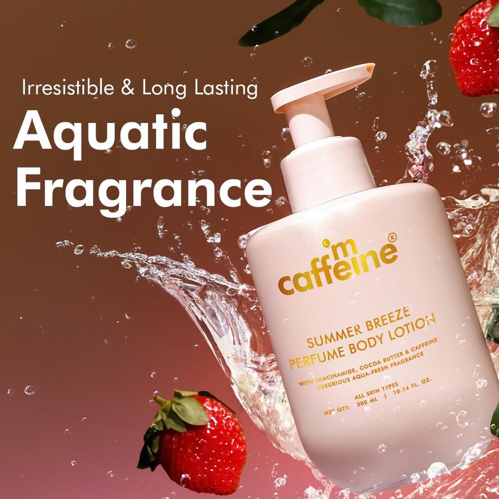 mCaffeine Summer Breeze Perfume Body Lotion 300ml X Pack of 2 for Deep Hydration & Lightweight Daily Use