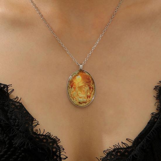 Kameo İsa Kolye Oyma Tasarım Vintage Doğuş Sahnesi Kolye Kadın Erkek İçin Dini İnanç Takısı