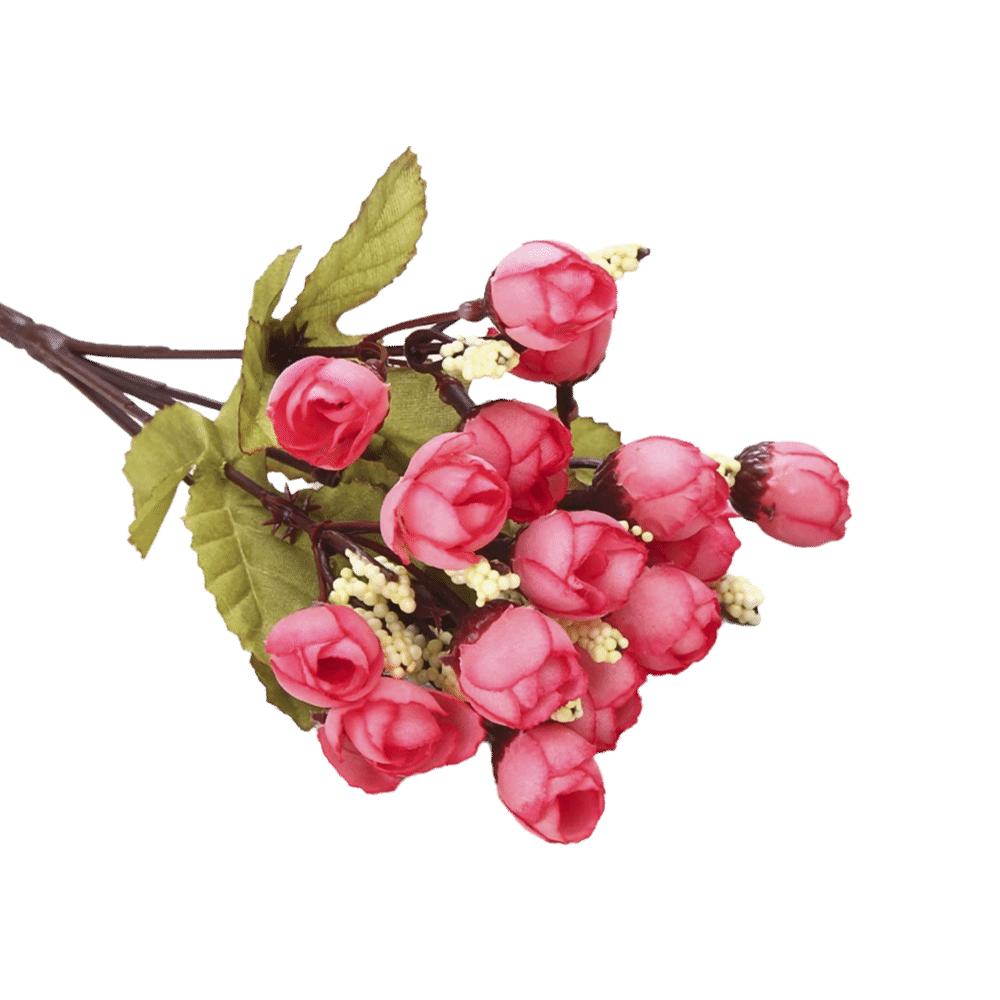 Silk Cloth fabric mini rose decorative flower stems pearl decorated artificial flower arrangement