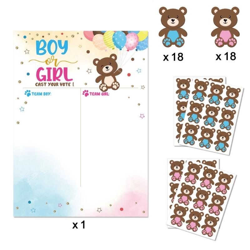 Gender Reveal Poster Games 36 Voting Stickers Party Supplies Decorations