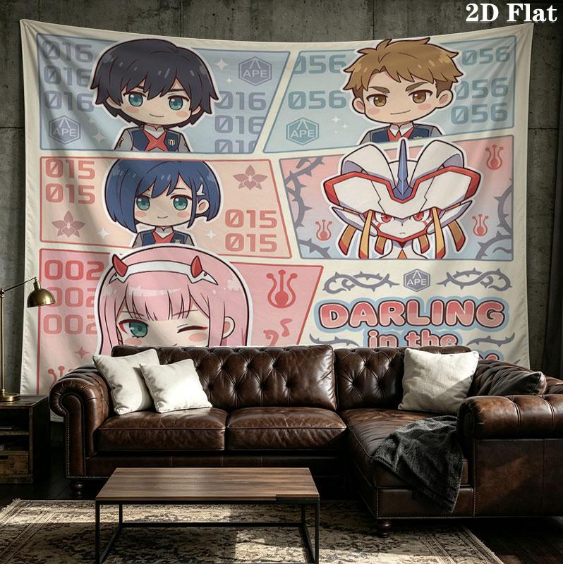 Franxx Wall Tapestry Aesthetic Wall Hanging Printed Fabric Blanket Decorative Tapestries For Bedroom Living Room Home Decor