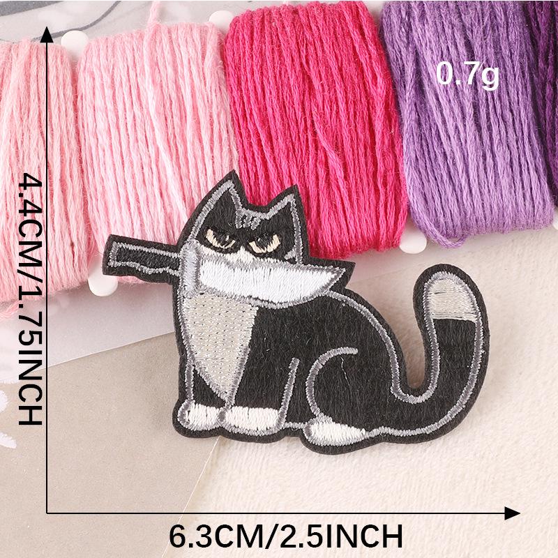 Aufnäher zum Aufbügeln mit Cartoon-Katze-Stickerei: Abzeichen für Kleidungszubehör