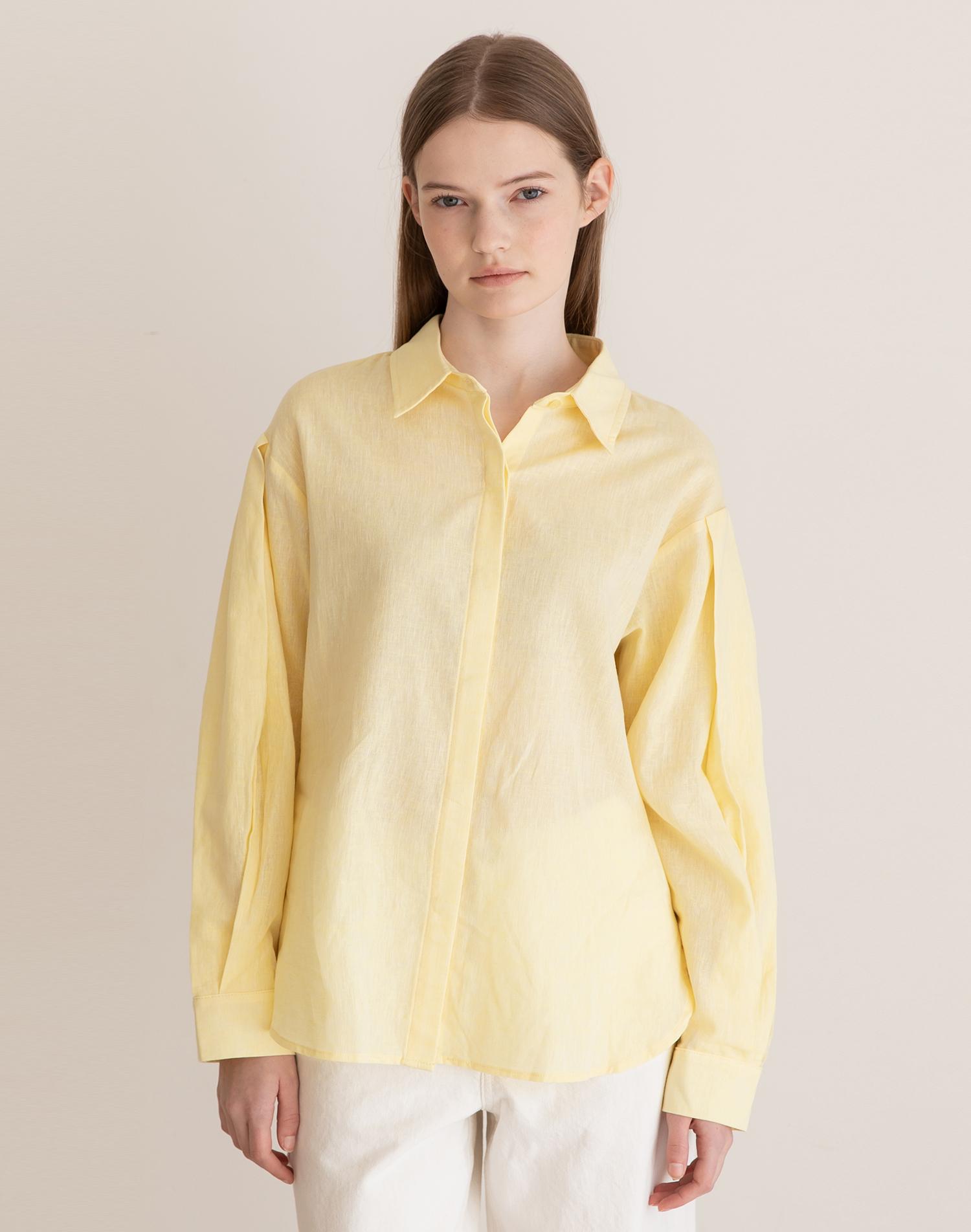 J Mark New York Pintuck Sleeve Shirt - Yellow Yellow/Free
