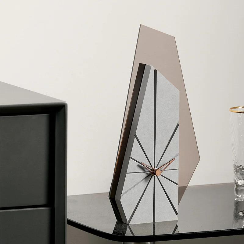 Modern Design Desk Clock Living Room Decoration Dried Flower Ornament Home TV Cabinet Accessories Creative Art Table Clock