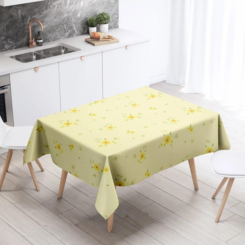 Cartoon Floral Tablecloth Home Decor Anti-Stain Waterproof Table Decoration Rectangular Kitchen Fireplace Countertop