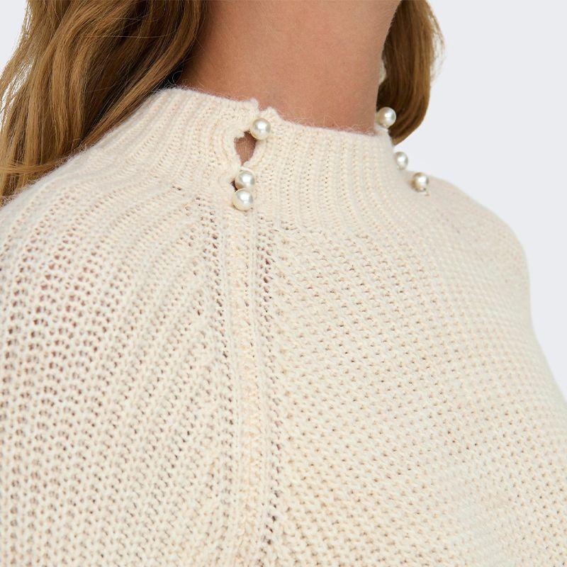 NUR perlenbesetztes Pulloverkleid für Damen mit Stehkragen