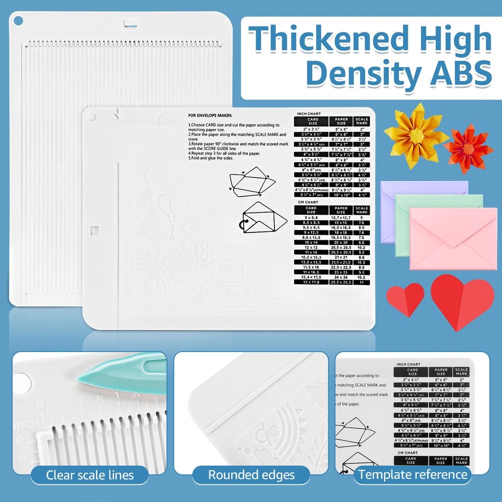 Mini Score Board 6.46x8.5inch Multipurpose Scoring Board Envelope Maker with Bone Folder and Pen for Paper Craft and Card Making