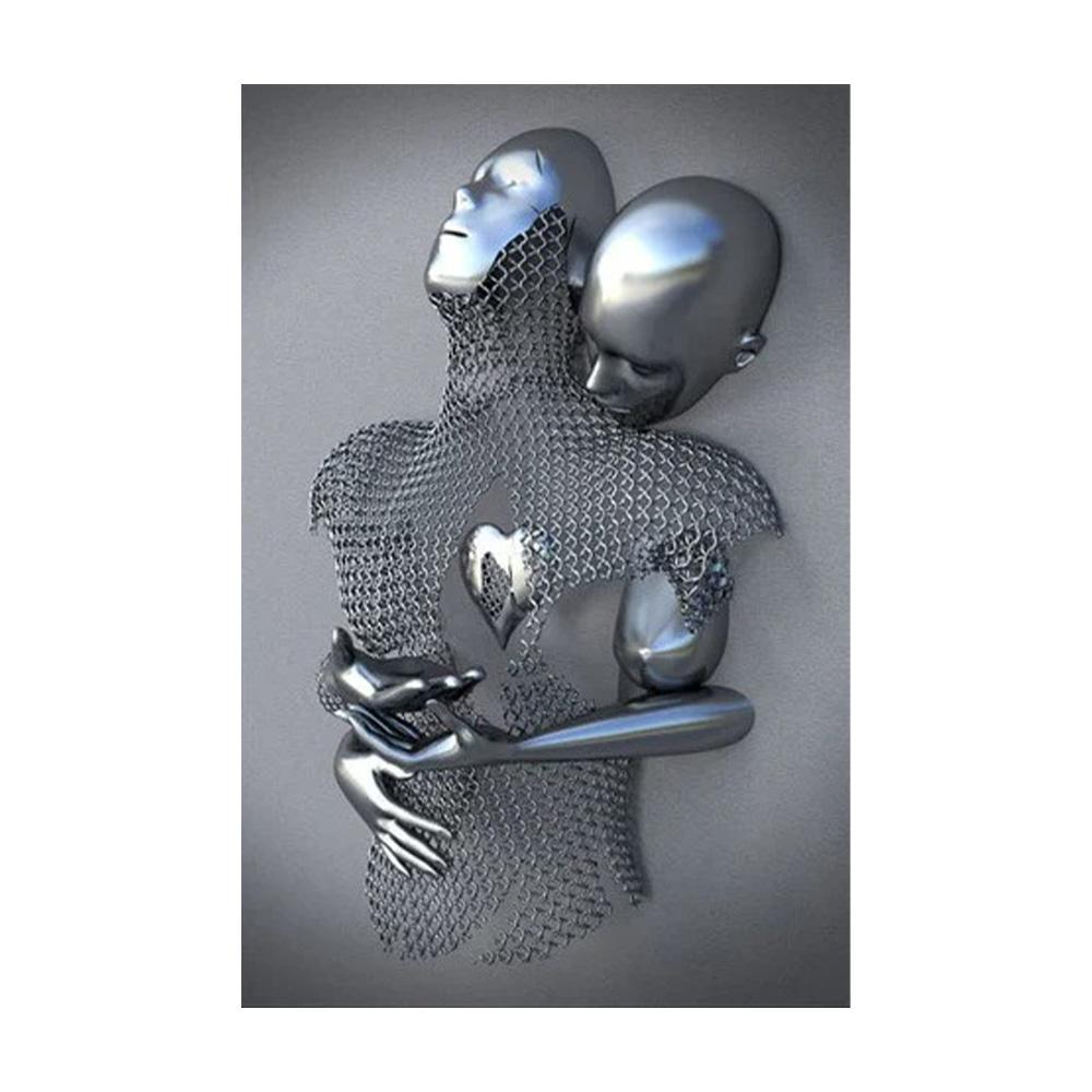 Metal Figure Statue Art Poster High Definition Printing Canvas Painting Prints Couple Sculpture Living Room Home Decor Picture