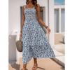 Women's Casual Camisole Dress, Medium Length Sleeveless Elastic Waisted Printed Dress
