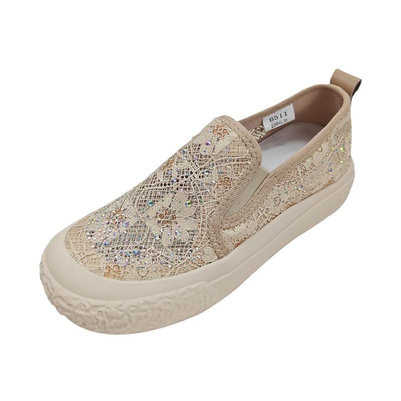 Xiaoxiangfeng Fisherman Shoes Women's 2025 Spring and Summer New Lace Breathable Mesh Versatile Thin One-pedal Casual Shoes