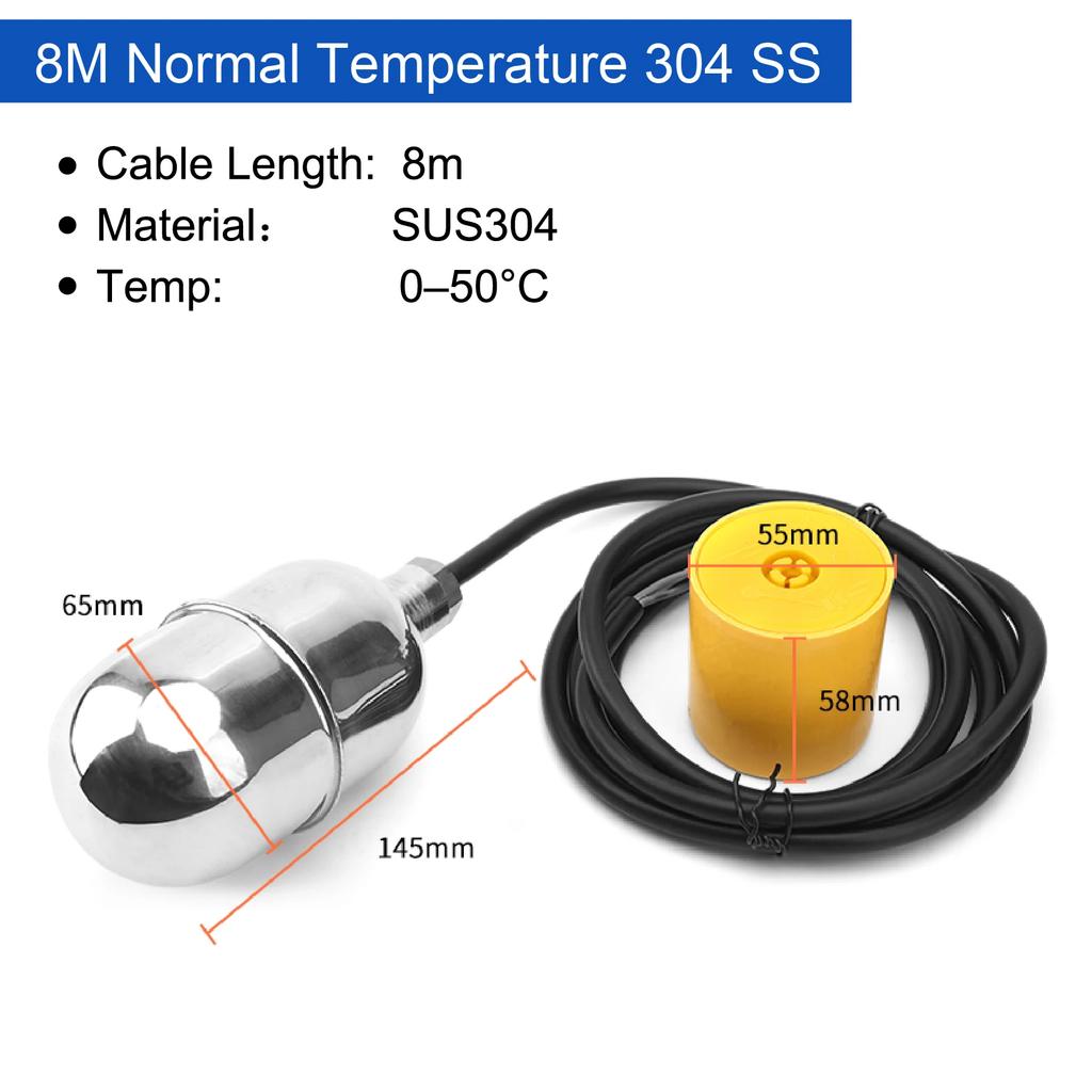 Stainless Steel Cable Float Ball Liquid Level Float Switch Durable Tank Level Sensor for Water