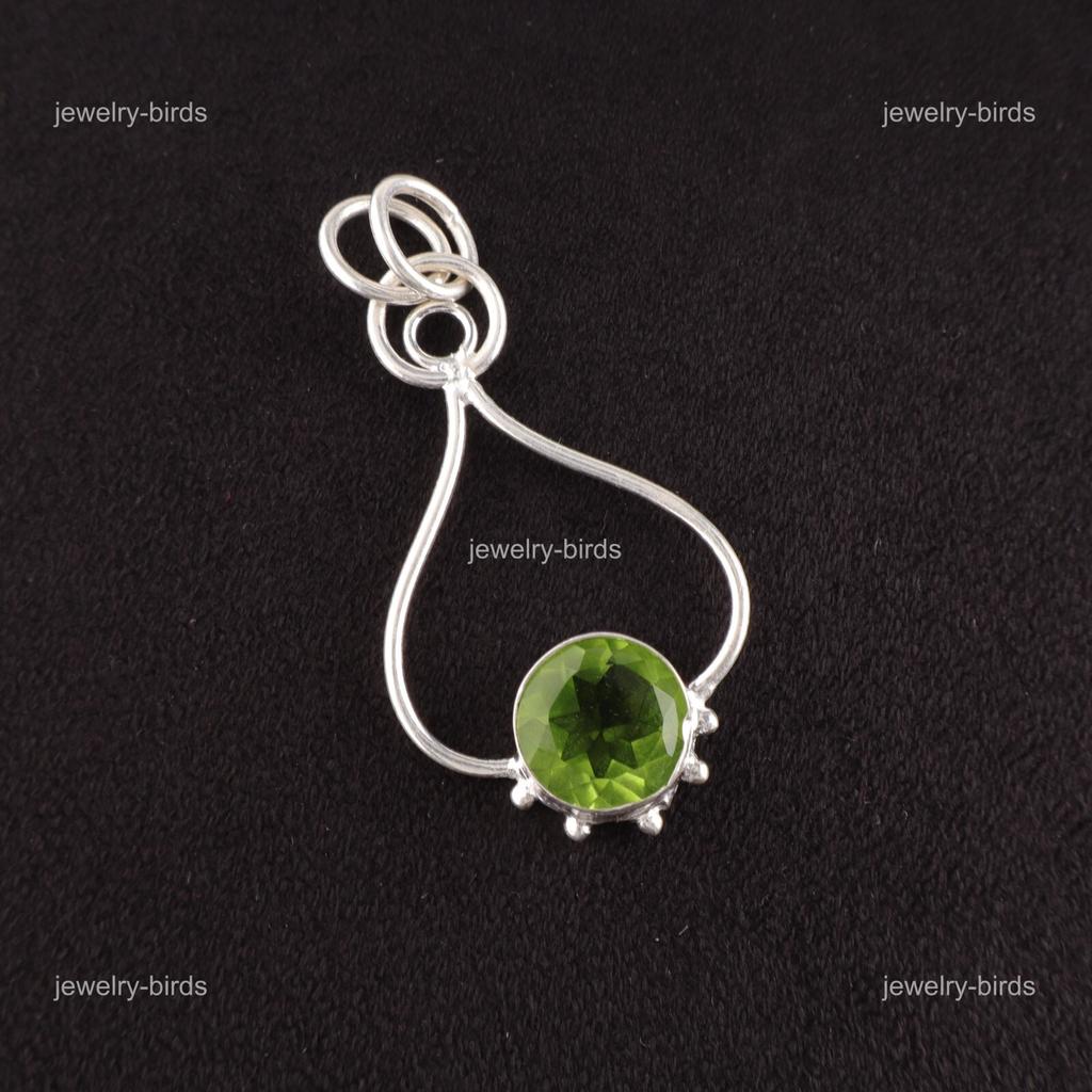 Round August Birth Peridot Stone Sterling Silver Mother Gift New Pendant Jewelry PP-40-3
