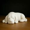 3D Printed Sleeping Dog Figurines, White Lying Puppy Ornaments, Realistic Puppy Statue Decorations, Minimalist Desktop Decor for Office Home Cute