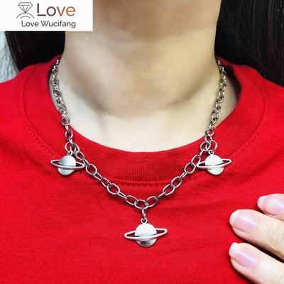 European And American Wind Ins Cool Bungee Concave Shape Planet Accessories Personality Dark Pendant Necklace Men Women Trend