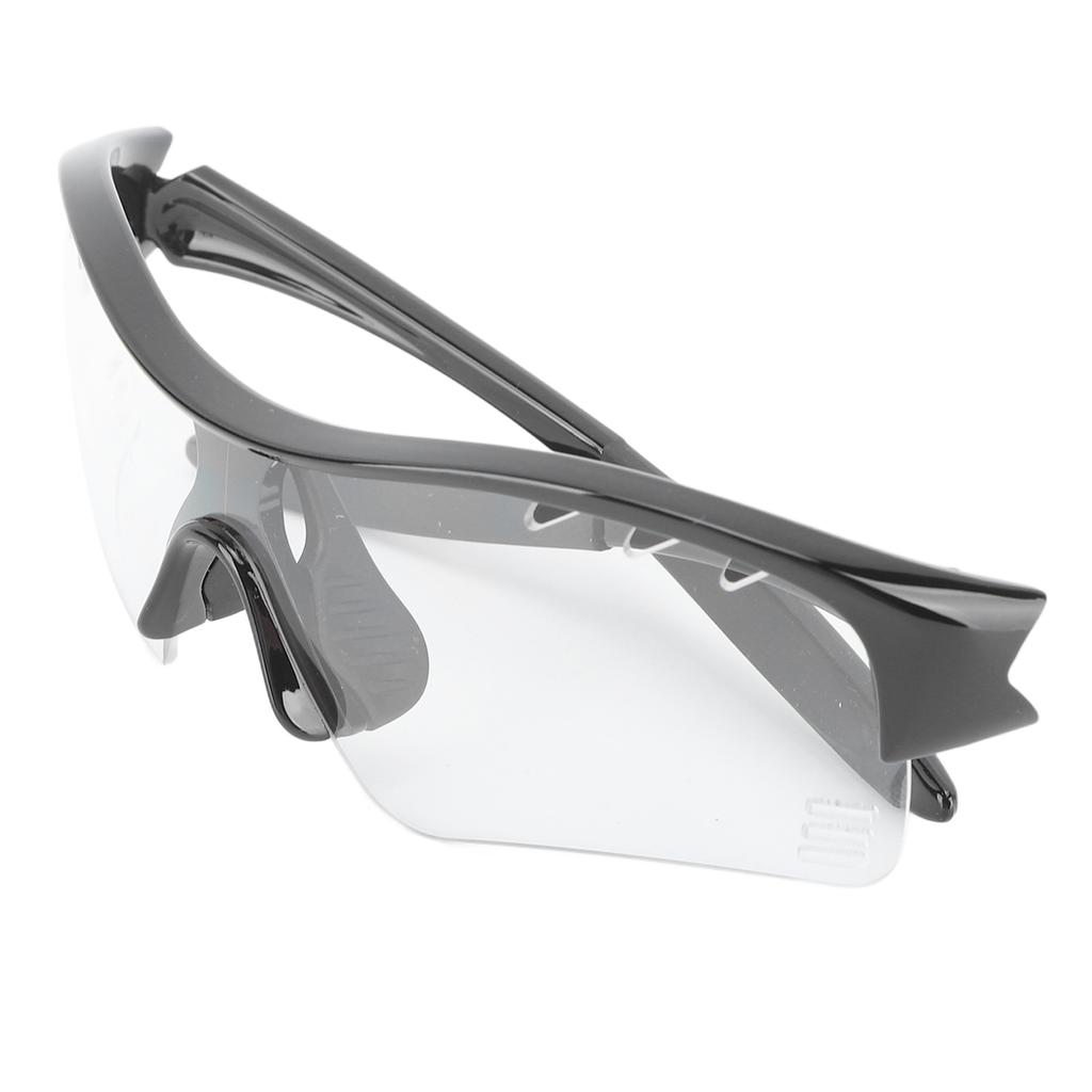 Outdoor Sunglasses Windproof UV Protection TR Ergonomics Riding Sunglasses for Hiking Children Black Frame Transparent Lens