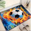 1PC Custom Name Soccer Ball Fire Theme Floor Mat Ideal for Living Room, Game Rooms, Office, Bedroom, Office Floor Mat , Floor Mats for Home