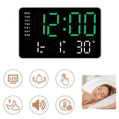 LED Digital Alarm Clock Boarderless Wall-mounted Clock Large Number Display Desk Alarm Clock Multifunctional for Home Office