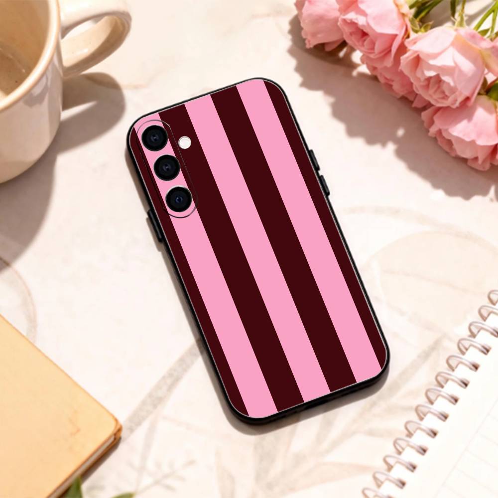 B-Burgundy White Stripe    phone Case For Samsung Galaxy A73,A72,A71,A70,A53,A52,A51,Others Soft Black Shell