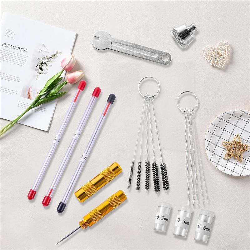 A44Z-21 Pieces Airbrush Nozzle Cap Kit,0.2Mm/0.3Mm/0.5Mm Airbrush Needle Replacement Parts For Airbrush Sprayer Accessories
