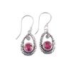 Natural Pink Tourmaline Gemstone 925 Sterling Silver Jewelry Hook Earrings 1.38" CE-3-17