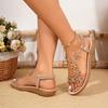 Fashion 2025 Fashion Elastic Band Women's Sandals Summer New Casual Plus Size Crystal Floral Best Seller Light Soft Bottom Flat Sandals
