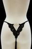 Black Lace Thong With Golden Diamond Jewel Pm01 Gblk
