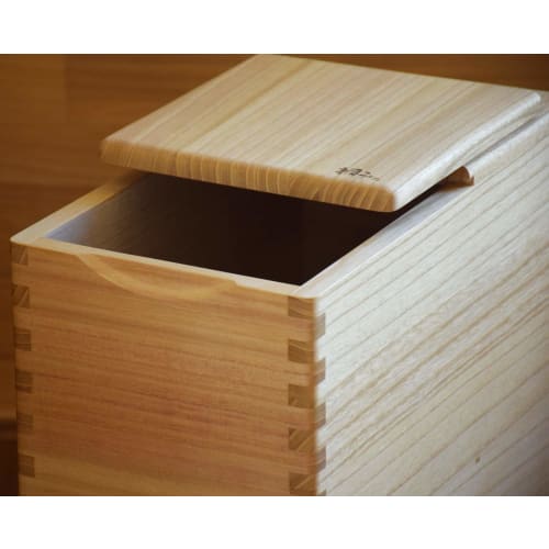 Hoxo Modern Paulownia Wood Rice Container, 10kg Capacity, with Measuring Scale, 1210004