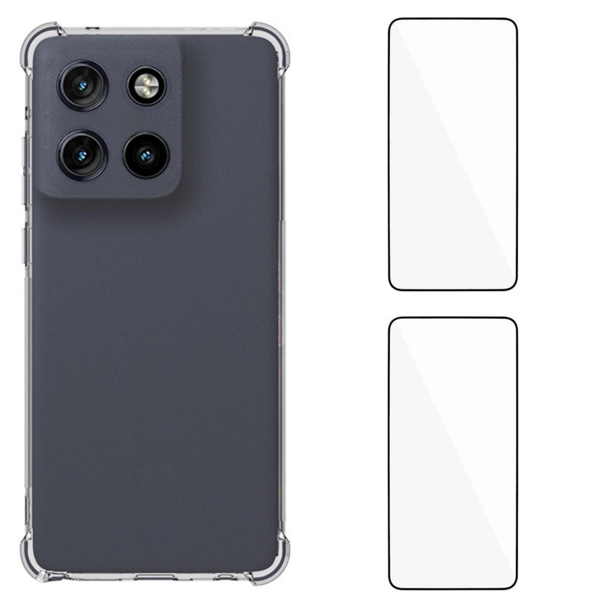 

For Motorola Edge 60 Stylus 5G/G Stylus 5G (2025) TPU Case WANLONFENG WL2 Series 2.0mm Phone Cover with 2Pcs Tempered Glass Films Transparent