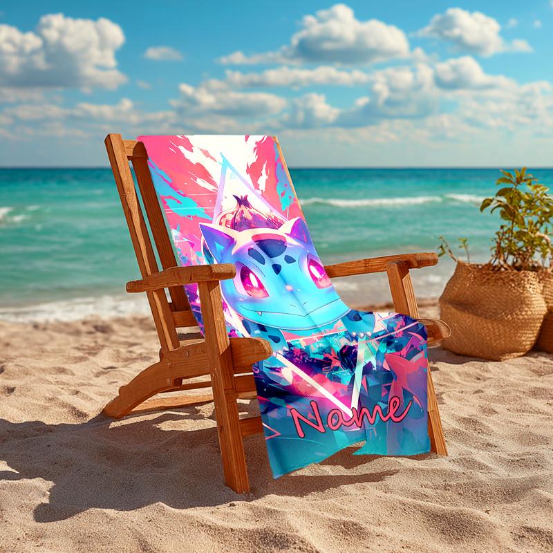 Personalized customized proof beach towel with Pokémon pattern - soft, absorbent,quick-drying,perfect swimming,camping&bathing