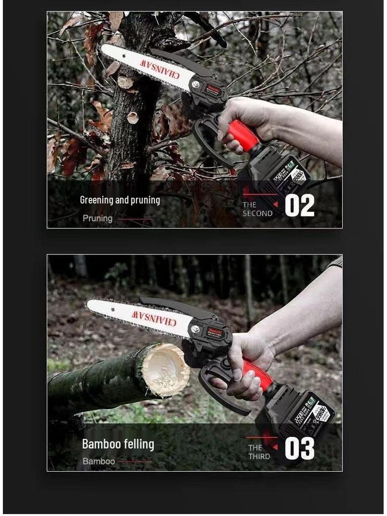 Portable Cordless Lithium Battery Chainsaw - Compact One-Handed Electric Pruning Saw for Household and Outdoor Use
