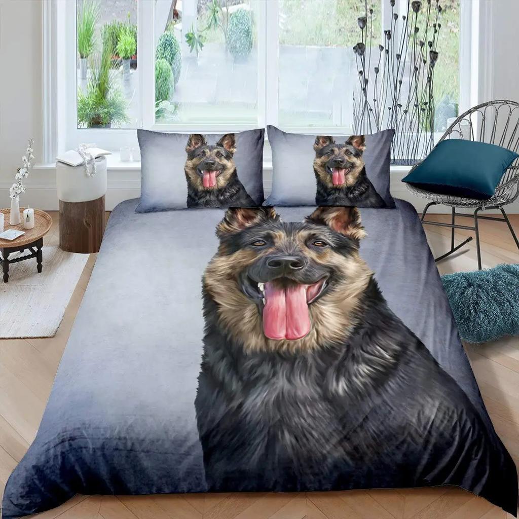 German Shepherd Duvet Cover Set 3D German Shepherd Puppy Print Bedding Set For Boys Girls Pet Animal Theme Comforter Cover
