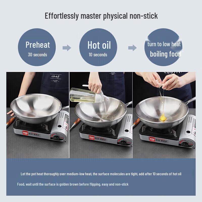 Meichu Yinyue Series 3-Ply Stainless Steel Wok