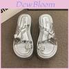 Stylish Silver Thick-soled Women's Sandals With Rhinestones For Summer Comfort